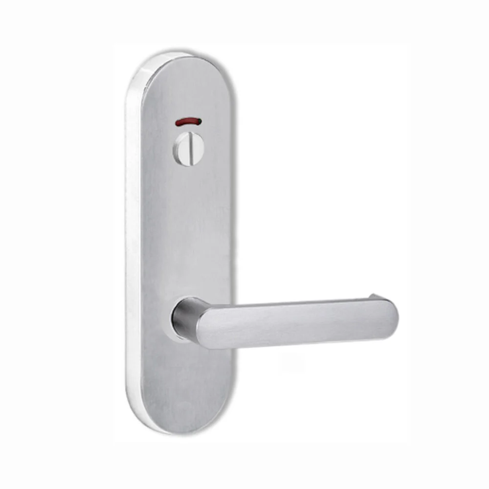 Lockwood Door Handle Round End Plate With Privacy Indicator Emergency Turn 166 Lever Satin Chrome