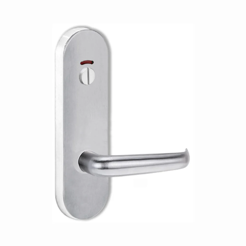 Lockwood Door Handle Round End Plate With Privacy Indicator Emergency Turn 180 Lever Satin Chrome