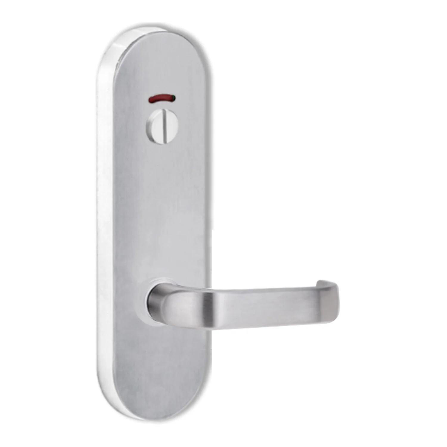 Lockwood Door Handle Round End Plate With Privacy Indicator Emergency Turn 74 Lever Satin Chrome