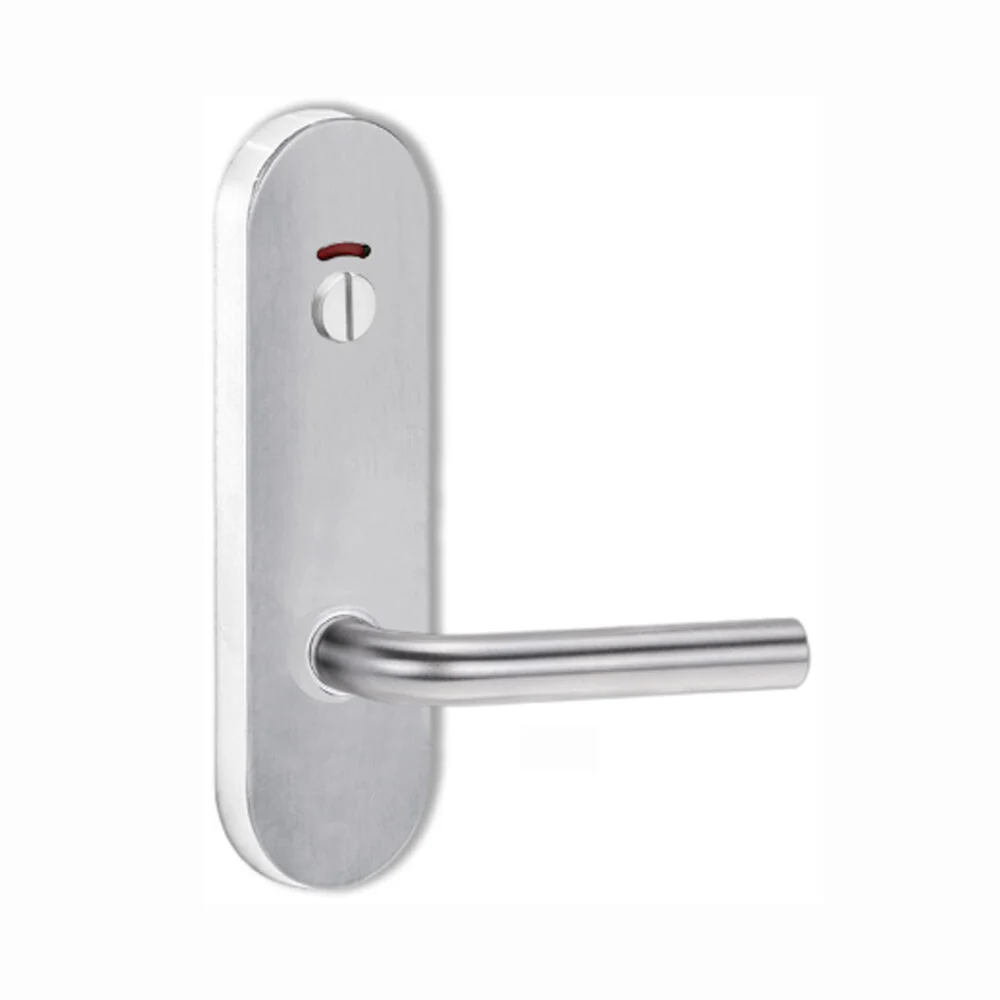 Lockwood Door Handle Round End Plate With Privacy Indicator Emergency Turn & 97 Lever Satin Chrome