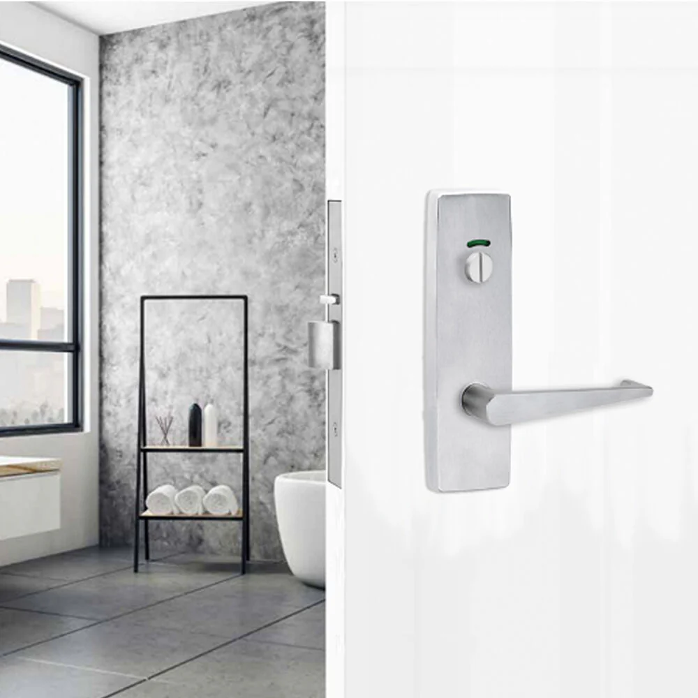 Lockwood Door Handle Square End Plate w/ Privacy Indicator Emergency Turn & 133 Lever Satin Chrome - Image 2