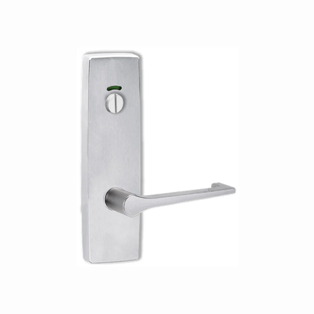 Lockwood Door Handle Square End Plate w/ Privacy Indicator Emergency Turn & 145 Lever Satin Chrome