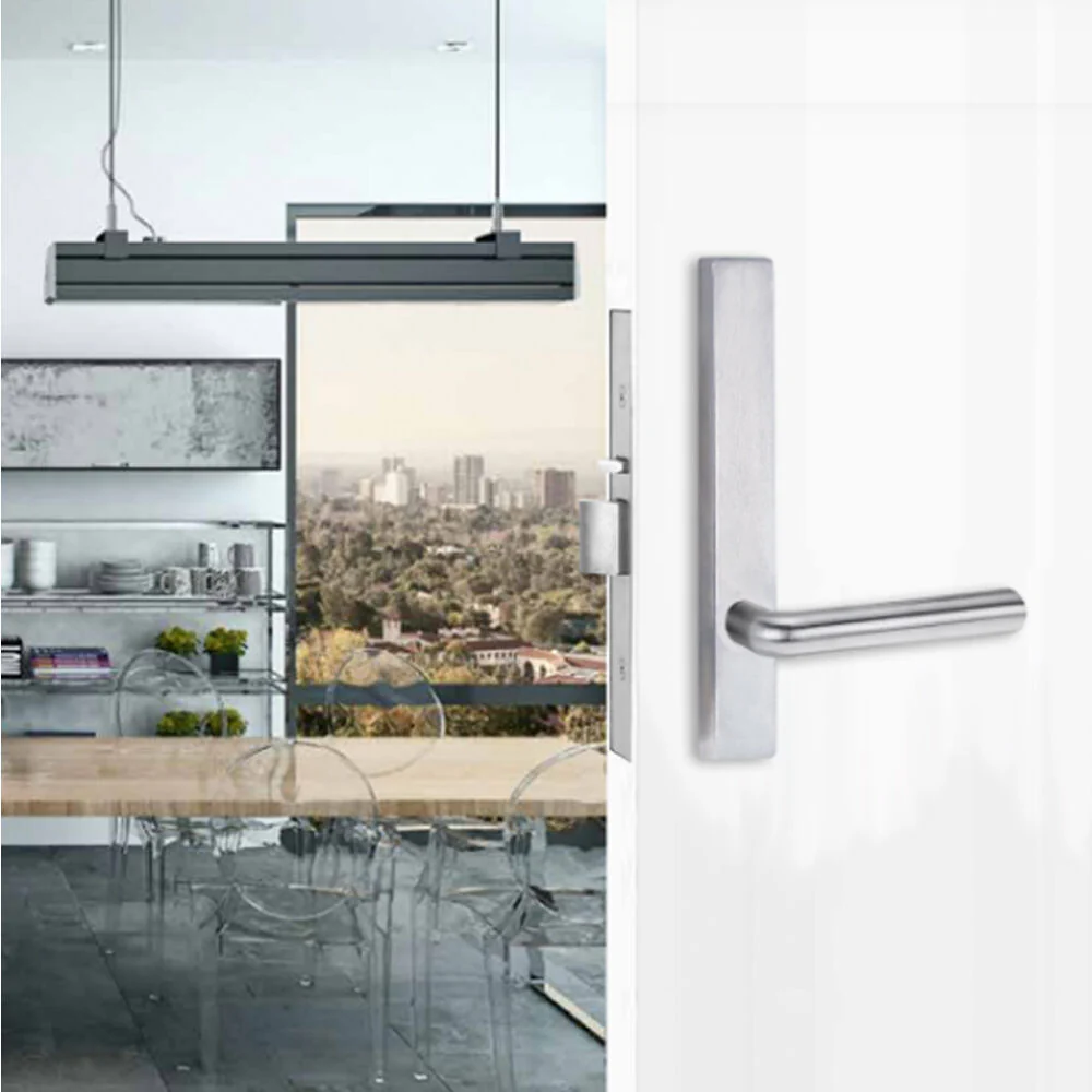 Lockwood Door Handle Square End Plate With 104 Lever Satin Chrome 4805/104SC - Image 4