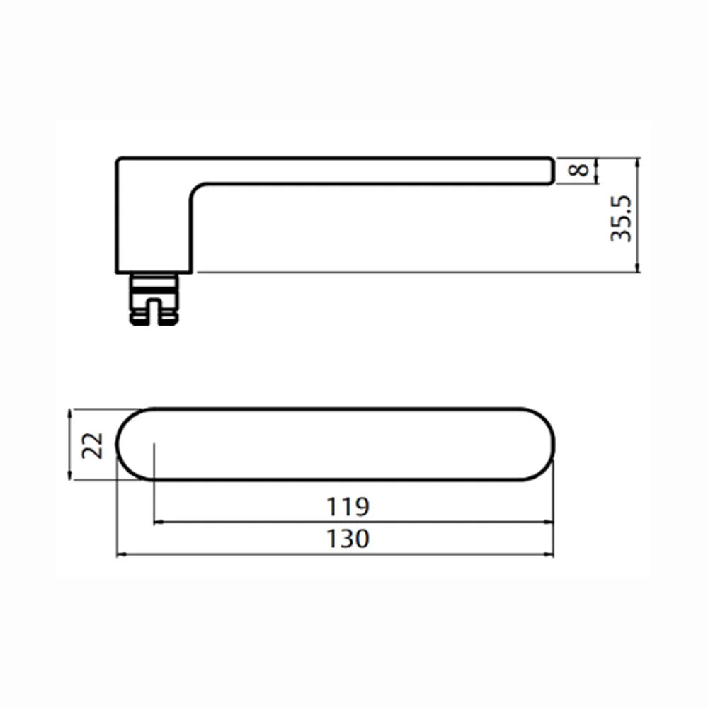 Lockwood Door Handle Square End Plate With 106 Lever Satin Chrome 4805/106SC - Image 2
