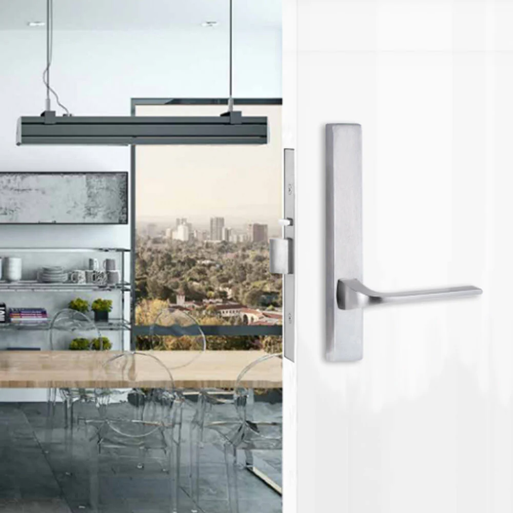 Lockwood Door Handle Square End Plate With 123 Lever Satin Chrome 4805/123SC - Image 2