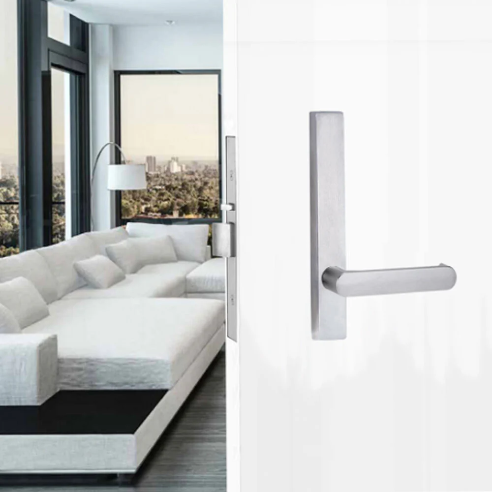 Lockwood Door Handle Square End Plate With 166 Lever Satin Chrome 4805/166SC - Image 3