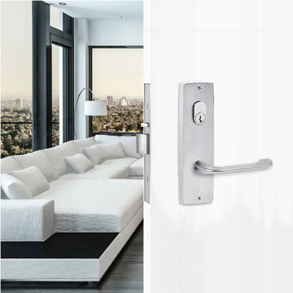 Lockwood Door Handle Square End Plate With Cylinder & 115 Lever Satin Chrome 1901/115SC - Image 2
