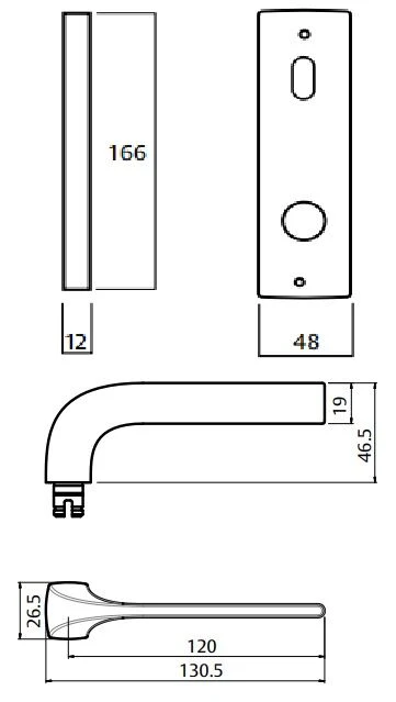 Lockwood Door Handle Square End Plate With Turn & 123 Lever Satin Chrome 1904/123SC - Image 3