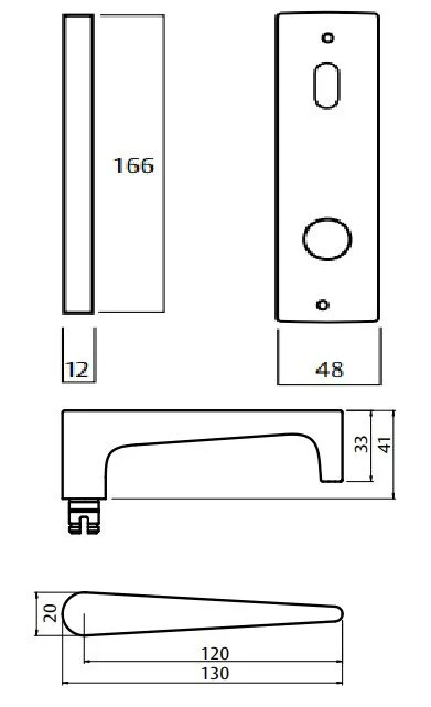 Lockwood Door Handle Square End Plate With Turn & 133 Lever Satin Chrome 1904/133SC - Image 3