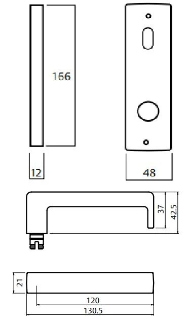 Lockwood Door Handle Square End Plate With Turn & 142 Lever Satin Chrome 1904/142SC - Image 3