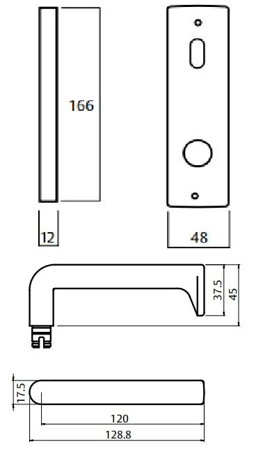 Lockwood Door Handle Square End Plate With Turn & 144 Lever Satin Chrome 1904/144SC - Image 3