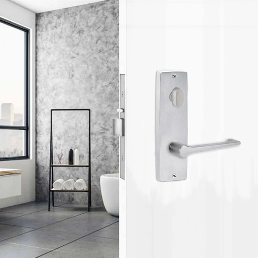 Lockwood Door Handle Square End Plate With Turn & 145 Lever Satin Chrome 1904/145SC - Image 2
