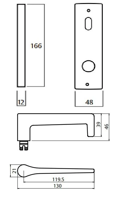 Lockwood Door Handle Square End Plate With Turn & 145 Lever Satin Chrome 1904/145SC - Image 3