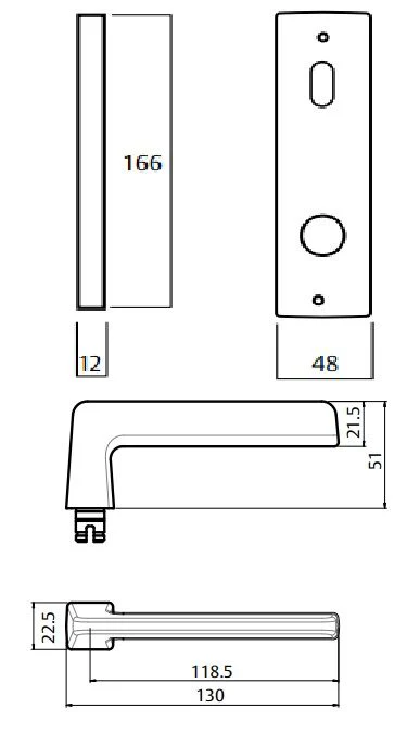 Lockwood Door Handle Square End Plate With Turn & 178 Lever Satin Chrome 1904/178SC - Image 3