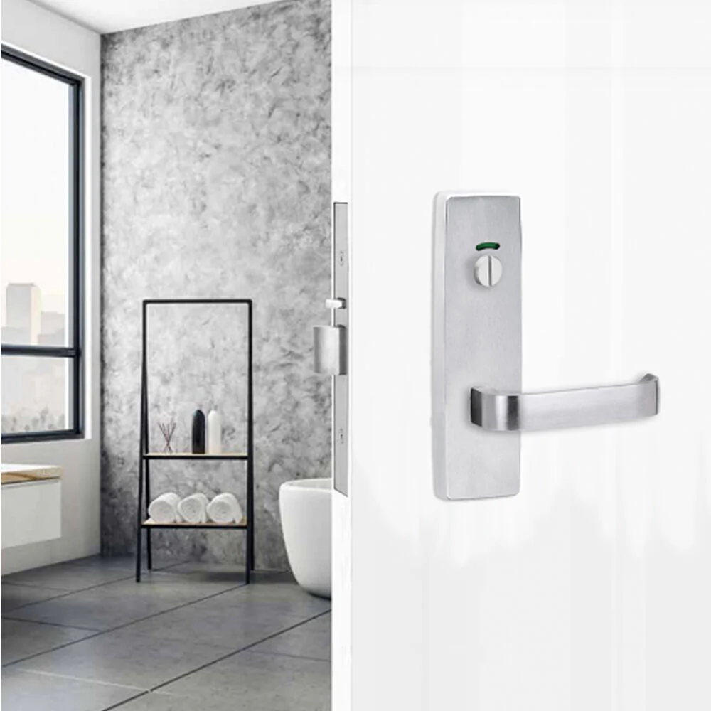 Lockwood Door Handle Square End Plate w/ Privacy Indicator Emergency Turn & 131 Lever Satin Chrome - Image 2
