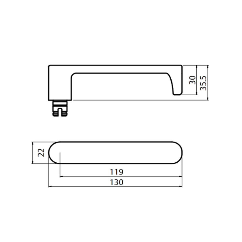 Lockwood Door Handle 1901 Square End Plate With Cylinder & 166 Lever Satin Chrome 1901/166SC - Image 2