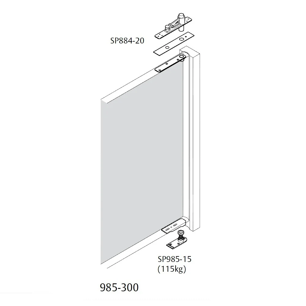 Lockwood Door Hinge Pivot Kit Aluminium/Timber 985-300SSS - Image 2