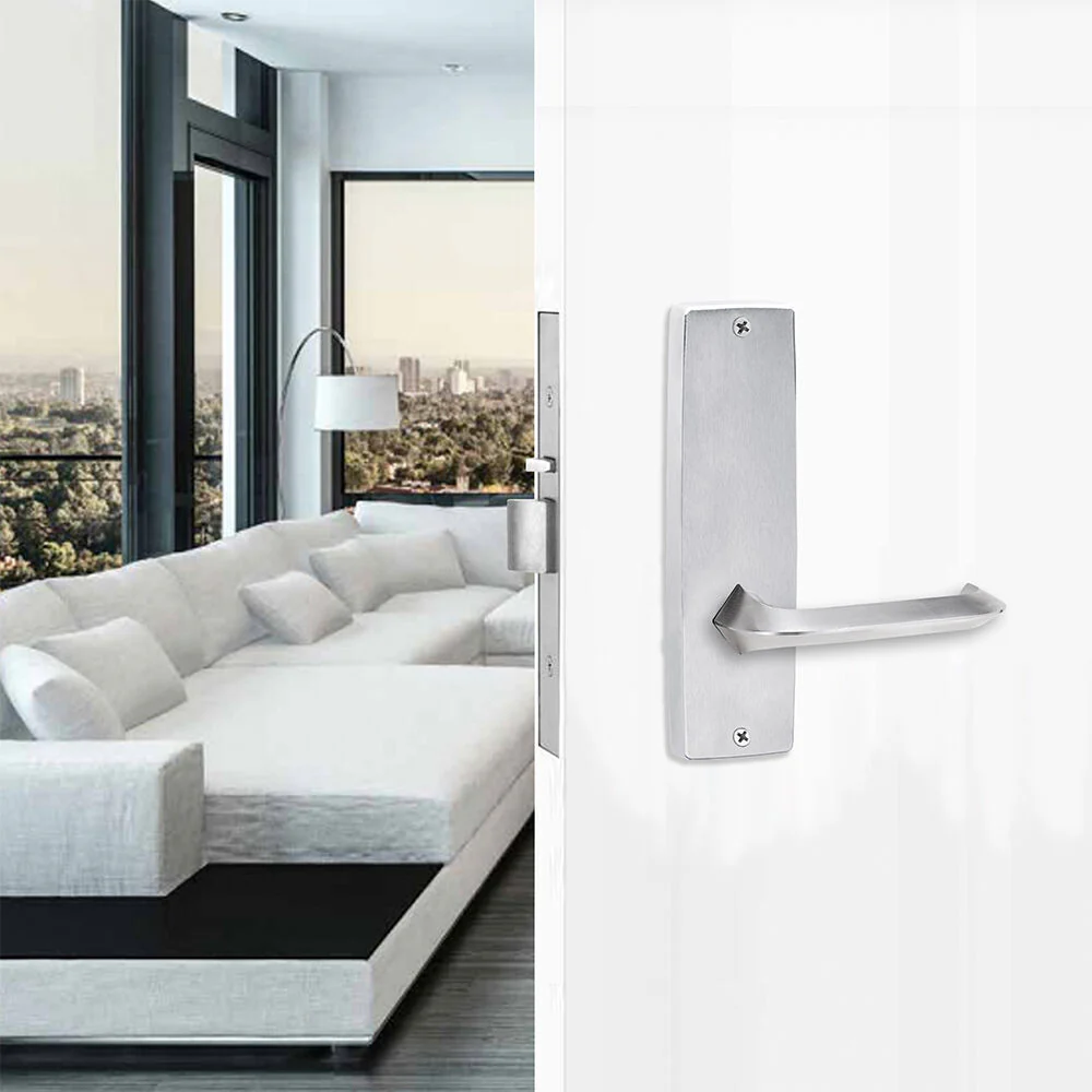 Lockwood Door Lever Handle Square End Plate 116 Lever - Available in Polished Brasss & Satin Chrome - Image 2
