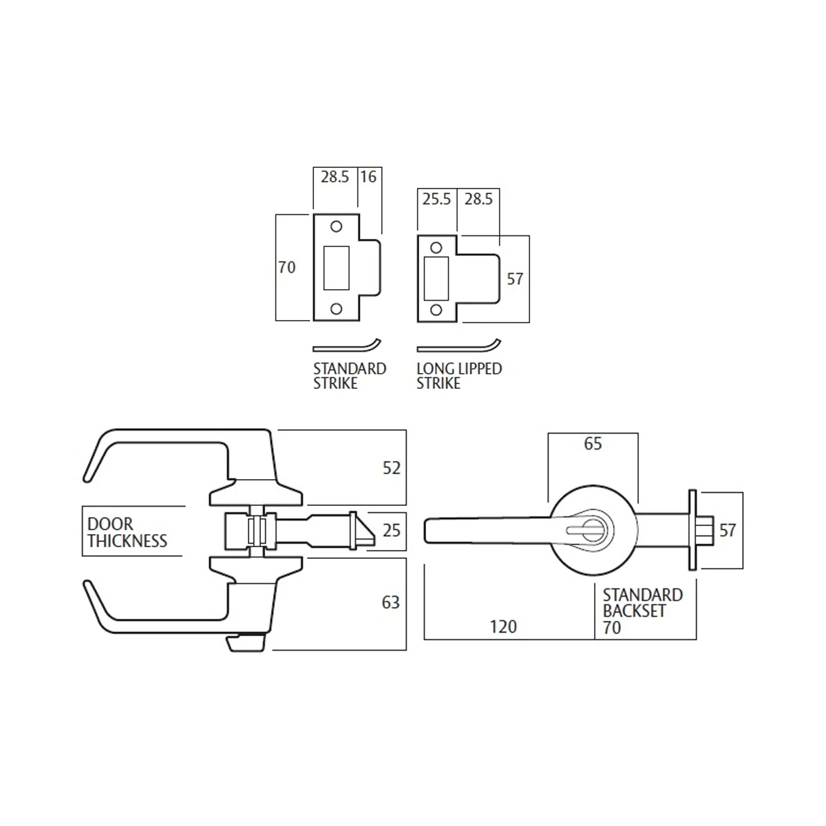 Lockwood Door Lever Privacy Set Commercial Grade Fire Rated Satin Chrome 952SC - Image 2