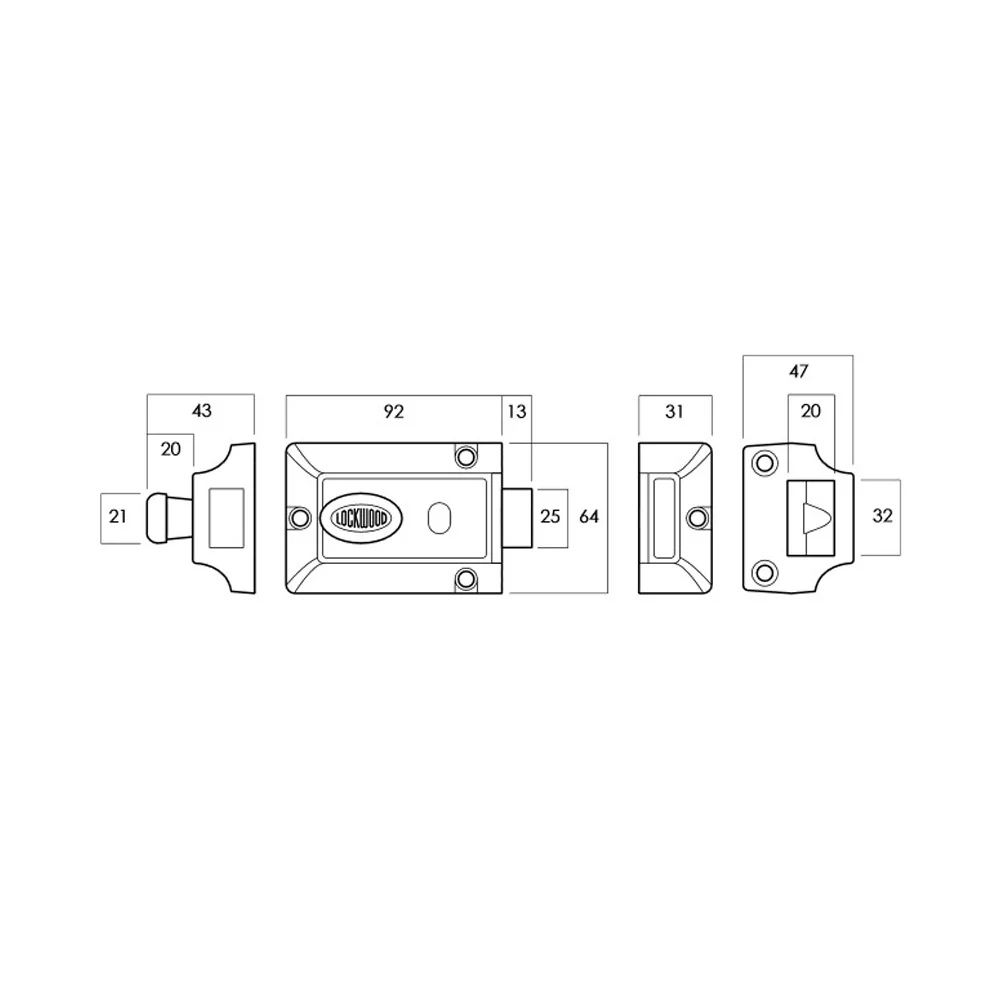 Lockwood Door Lock 100 Rim Night Latch No Cylinder Brown 100NOCYL - Image 2