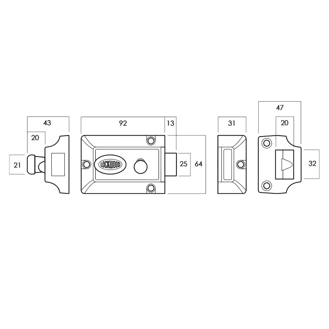 Lockwood Door Lock 201 Rim Night Latch Snib No Cylinder Brown 201NOCYL - Image 2