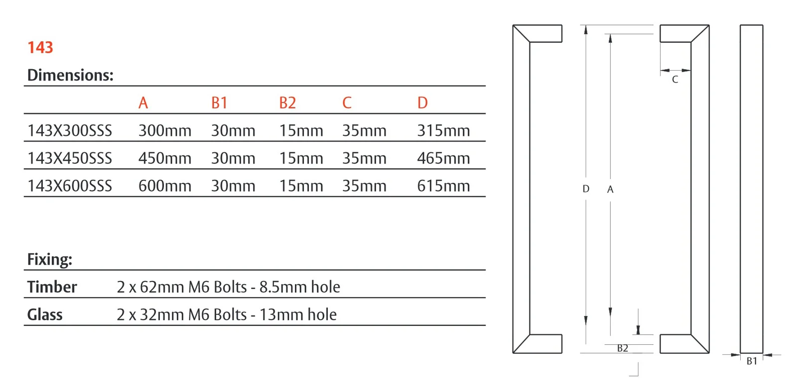 Lockwood Entrance Pull Handle 300mm Satin Stainless Steel Pair 143X300SSS - Image 3
