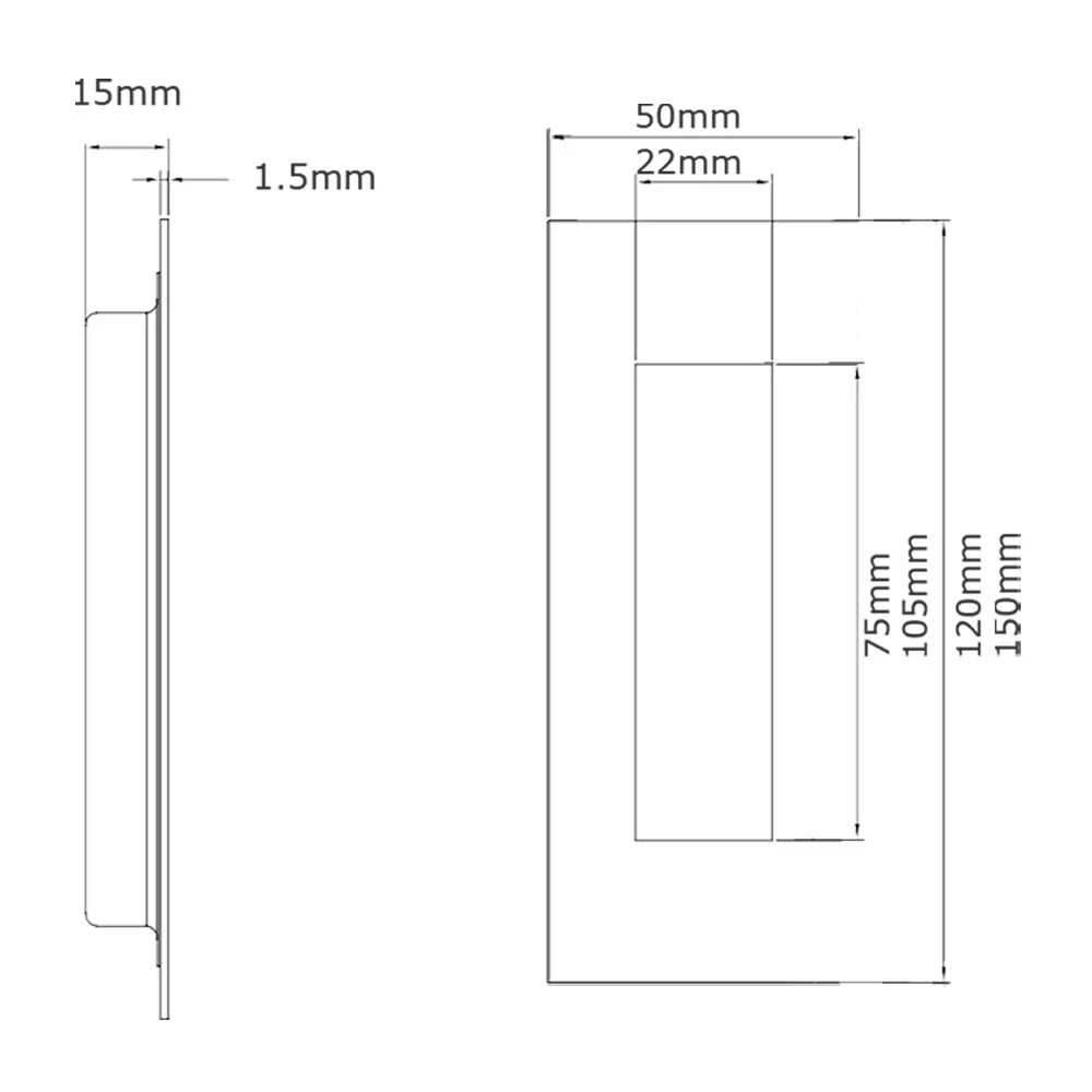 Lockwood FP2 Flush Pull Square - Available in Various Finishes and Sizes - Image 2