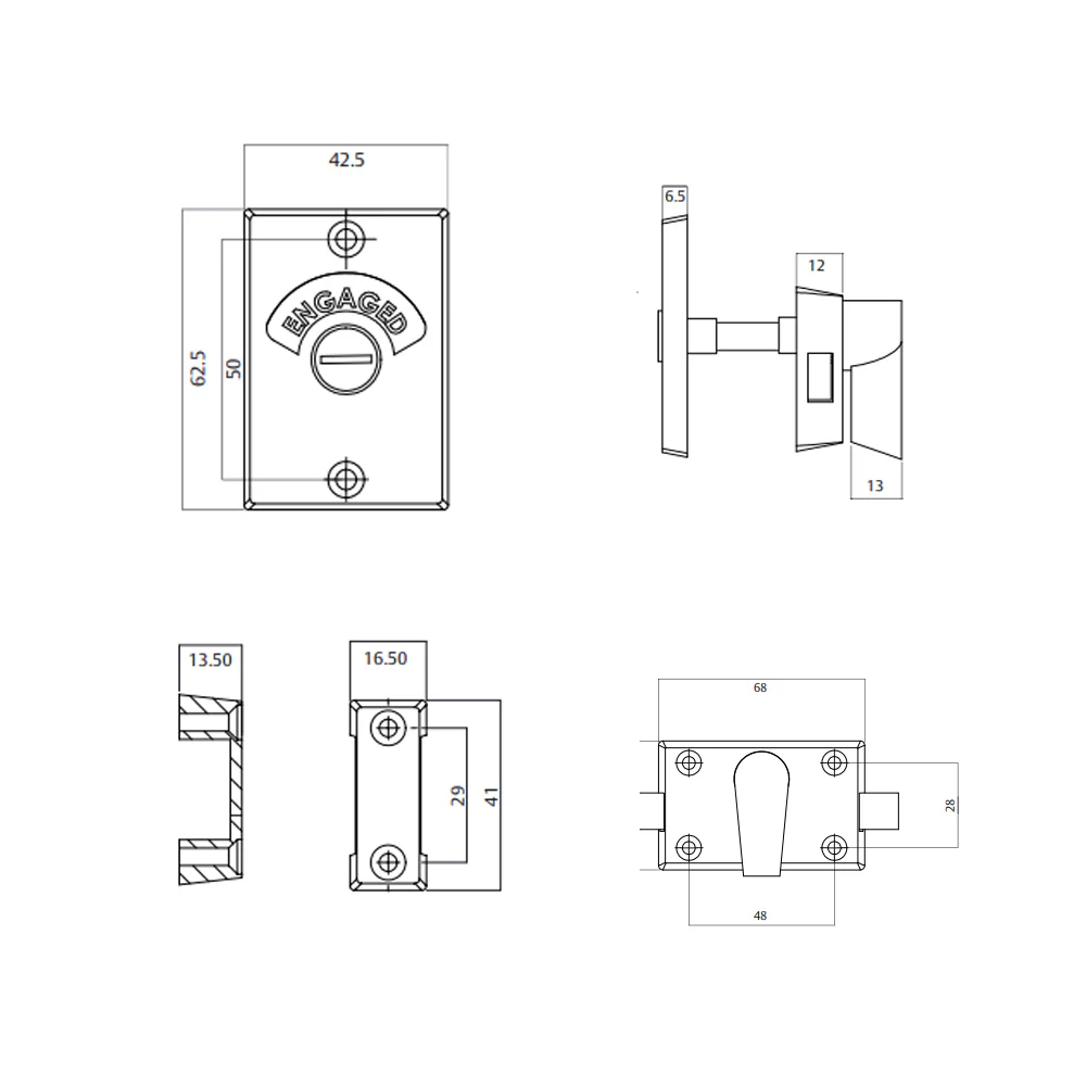 Lockwood L550 Toilet Indicator Bolt Surface Mounted Satin Stainless Steel - Image 2