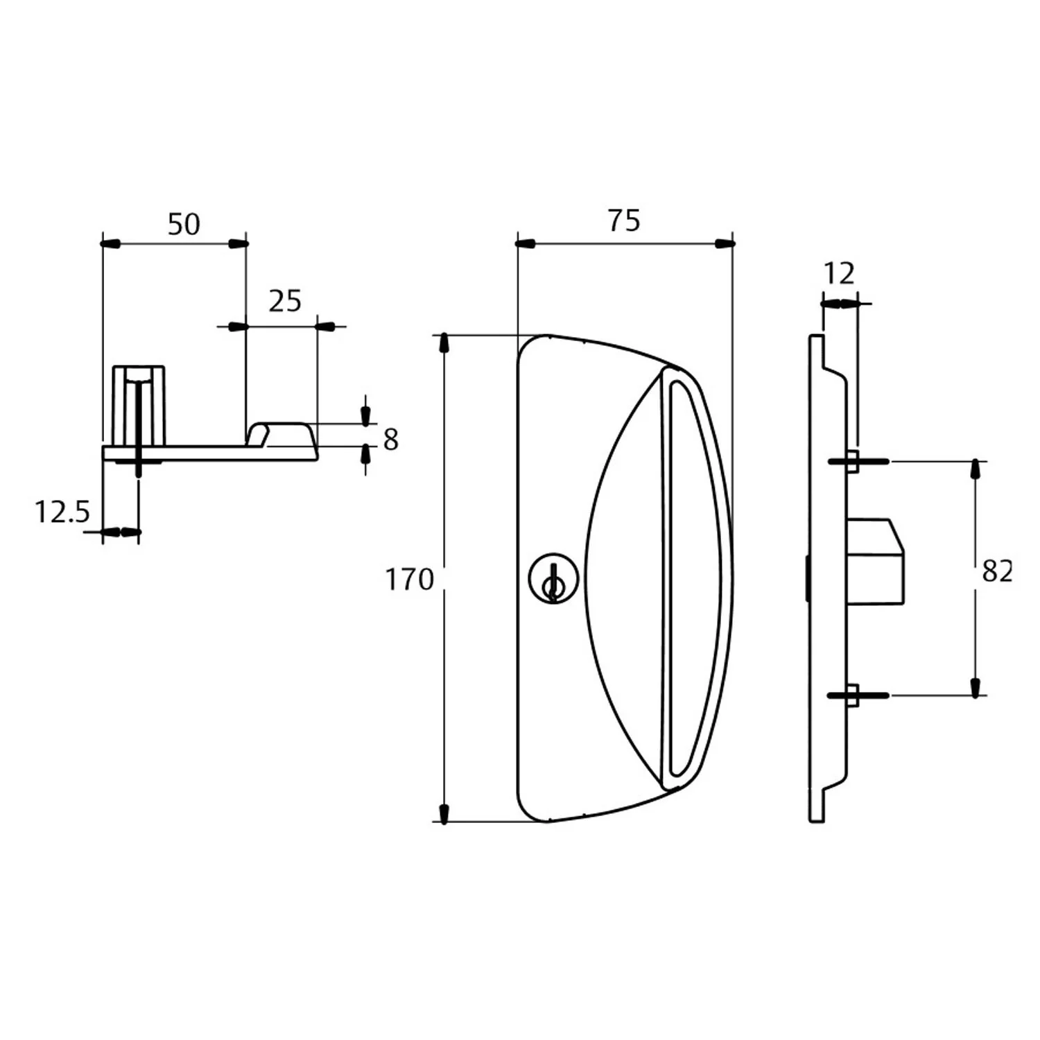Lockwood Onyx Flat Outer Pull with Cylinder Hole - Available in Various Finishes - Image 2