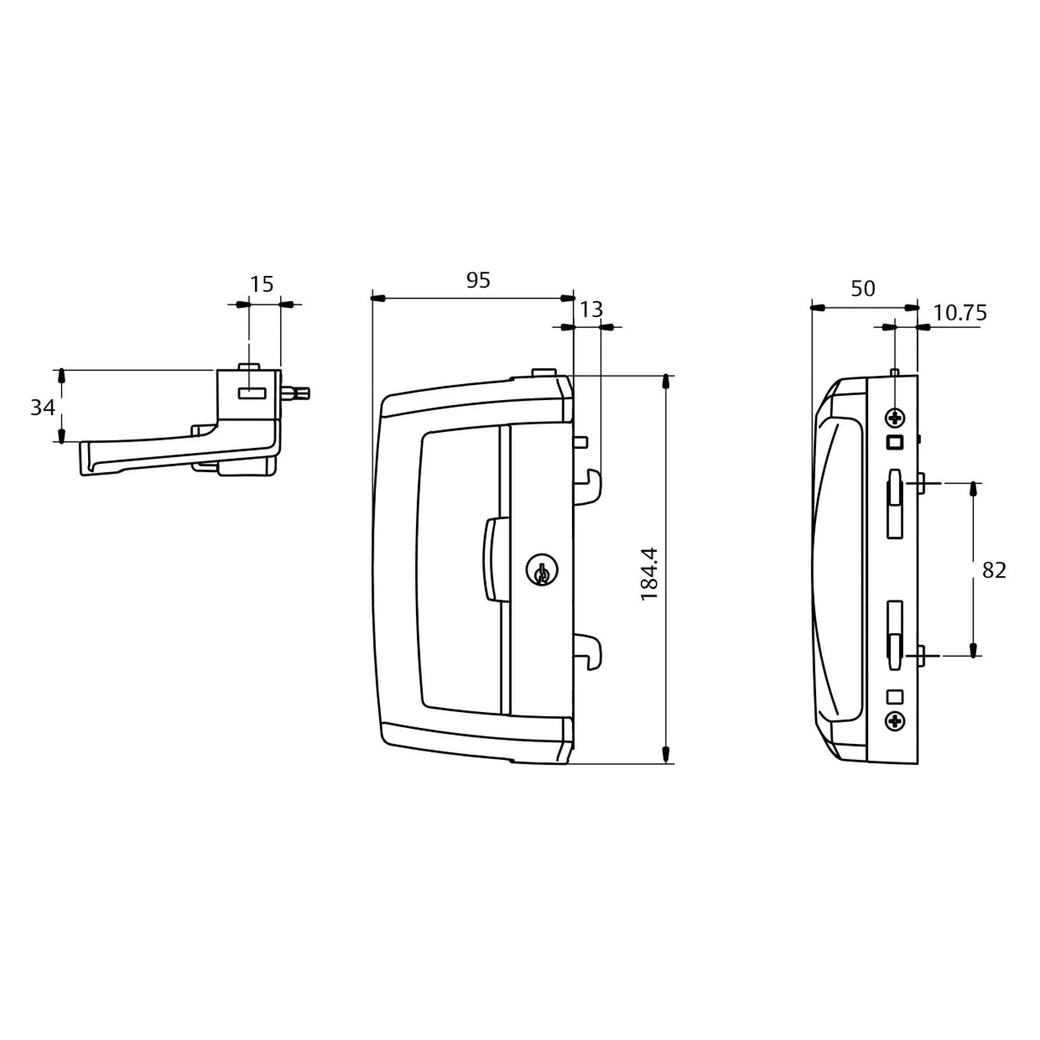 Lockwood Onyx Sliding Patio Door Lock Slim Outer Pull Silver 9A1A2/5PSIL - Image 4