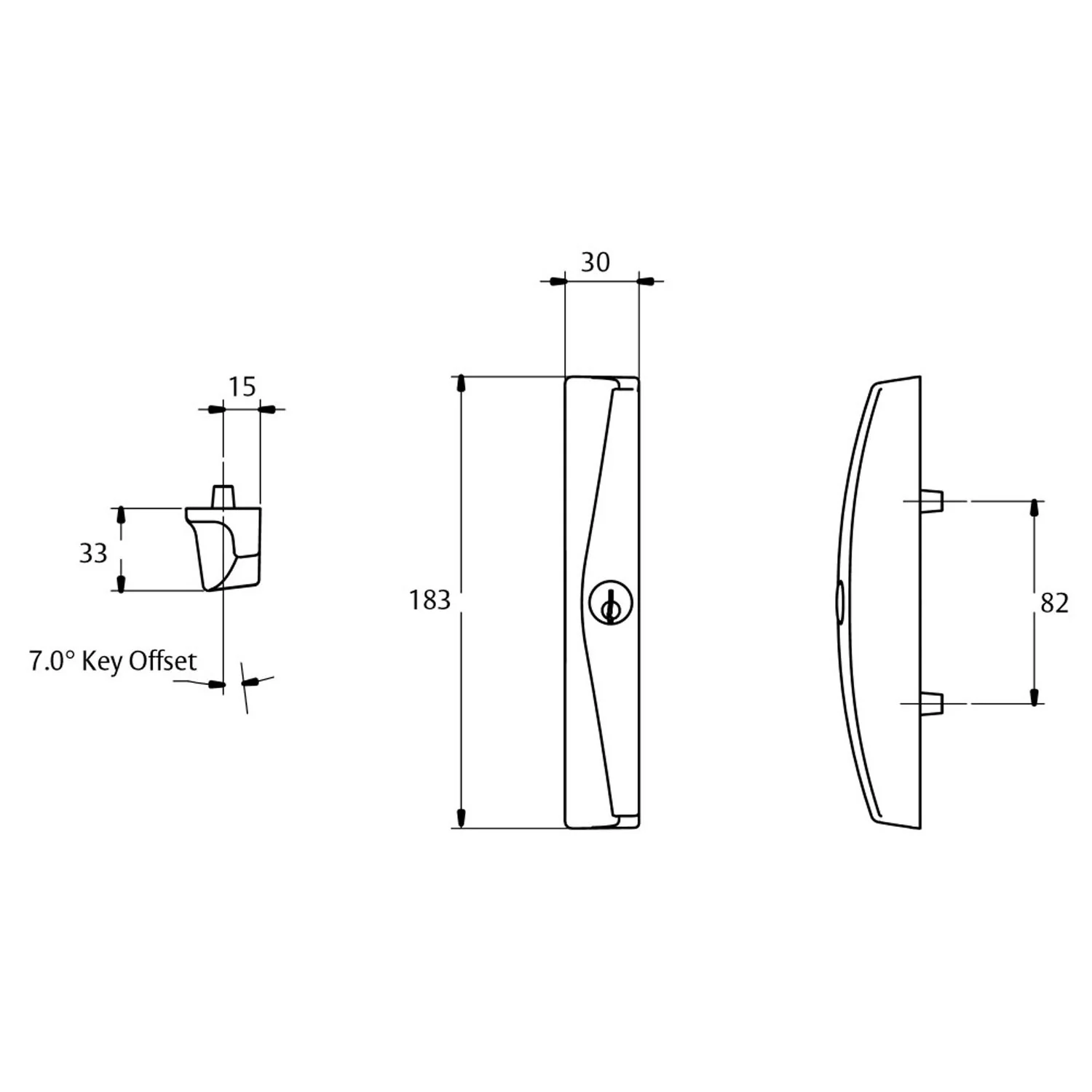 Lockwood Onyx Sliding Patio Door Lock Slim Outer Pull Silver 9A1A2/5PSIL - Image 5
