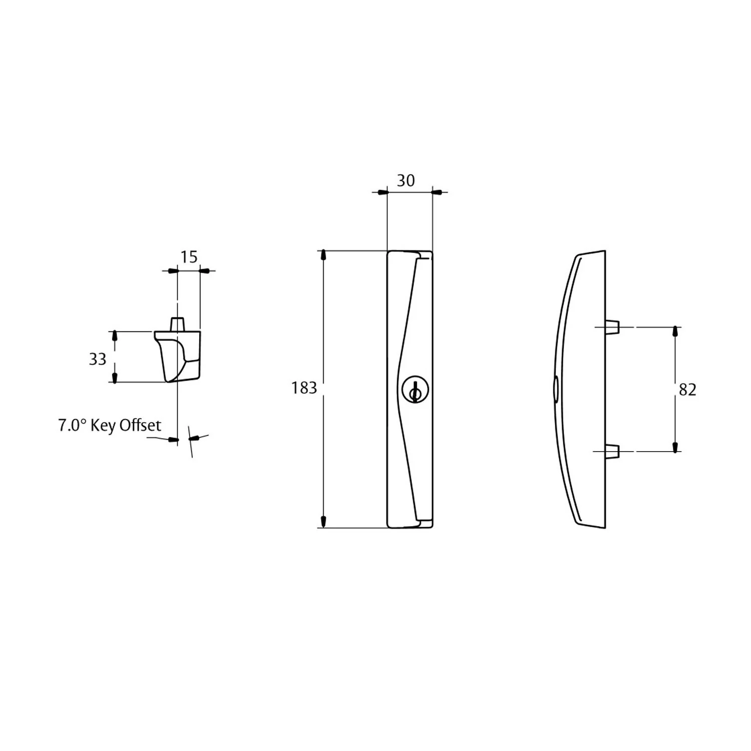 Lockwood Onyx Sliding Patio Door Lock Slim Outer Pull White 9A1A2/5PWHI - Image 4