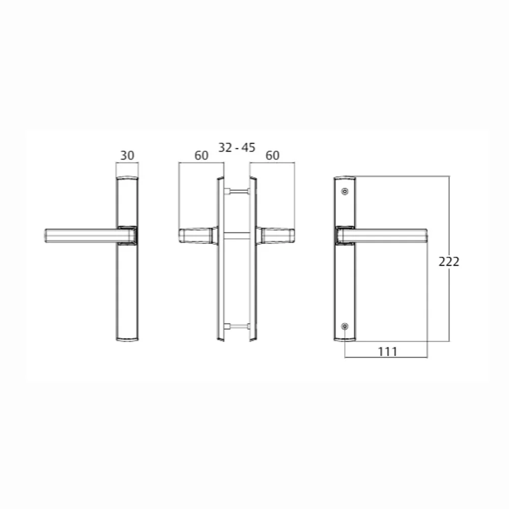 Lockwood Palladium Door Handle Double Cylinder Set 85mm Pitch & 29A Lever Black & Satin Chrome Pearl - Image 2