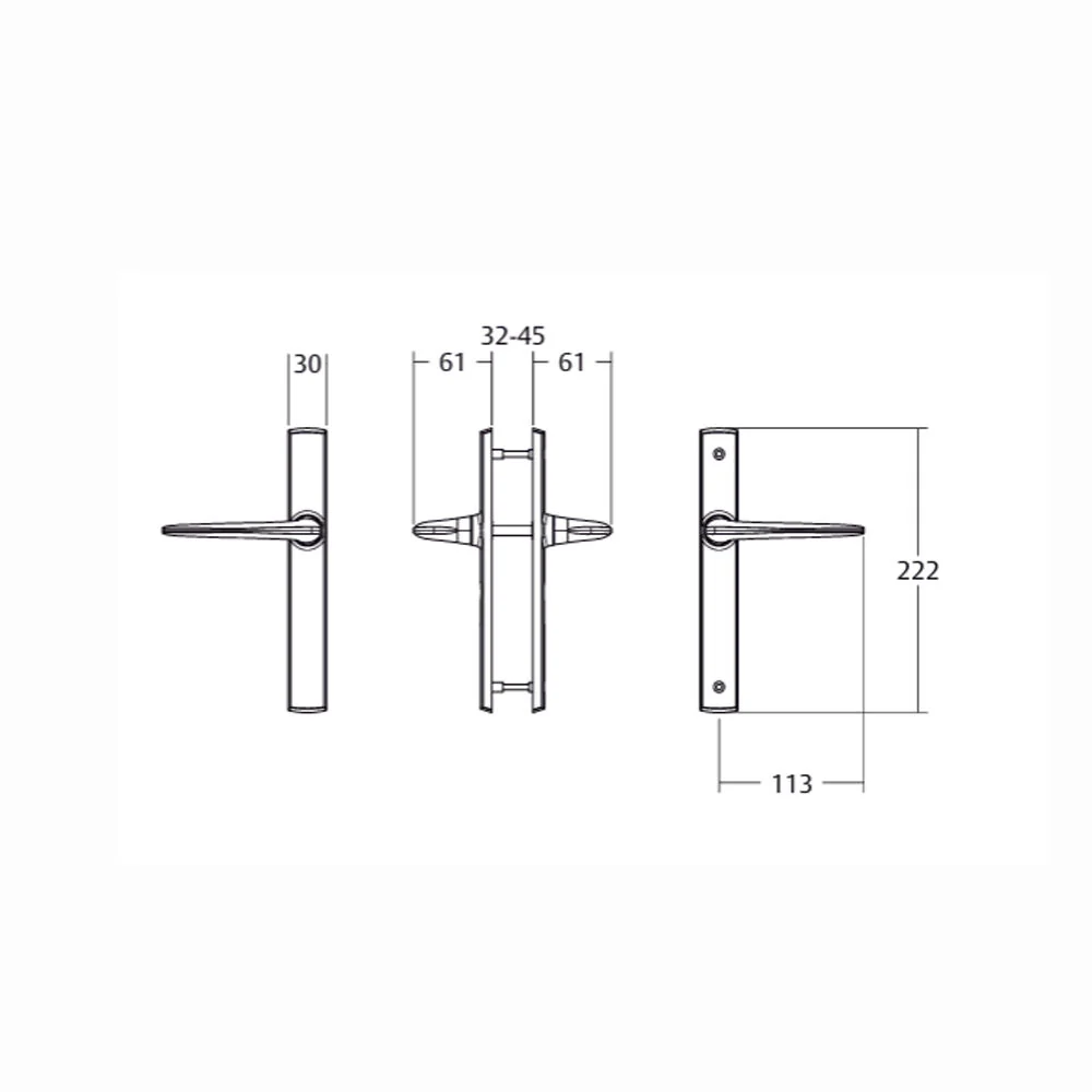 Lockwood Palladium Door Handle Double Cylinder Set 85mm Pitch & L1 Lever Black & Satin Chrome Pearl - Image 2