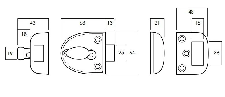 Lockwood Rimock Streamlatch Narrow Stile with Snib - Available in Various Finishes - Image 2