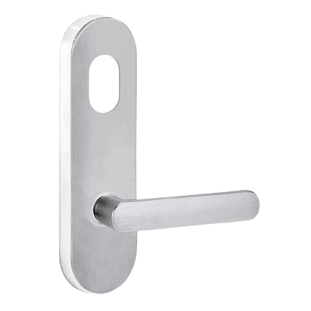 Lockwood 2801 Round End Plate with Cylinder Hole & 106 Lever Satin Chrome 2801/106SC