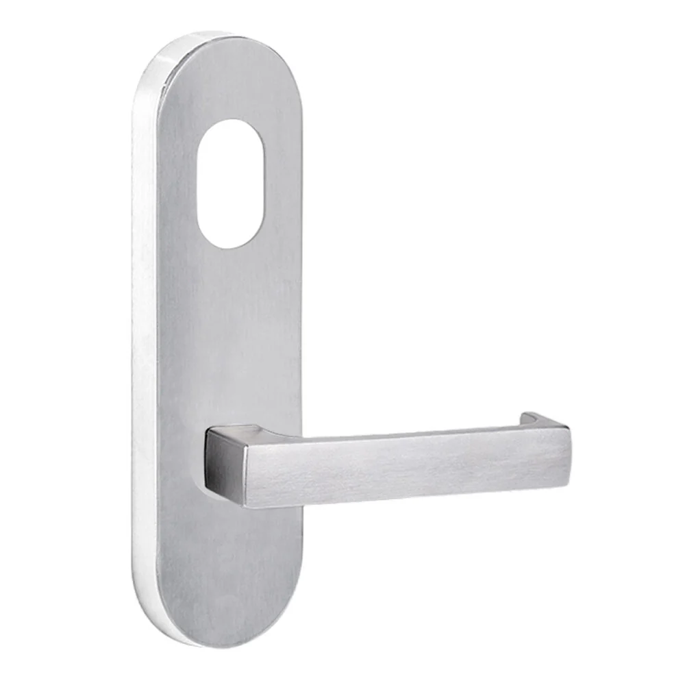 Lockwood 2801 Round End Plate with Cylinder Hole & 112 Lever Satin Chrome 2801/112SC