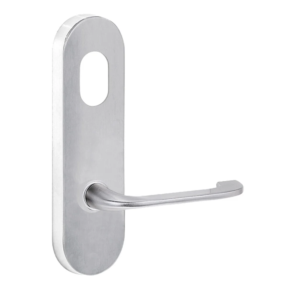 Lockwood 2801 Round End Plate with Cylinder Hole & 115 Lever Satin Chrome 2801/115SC