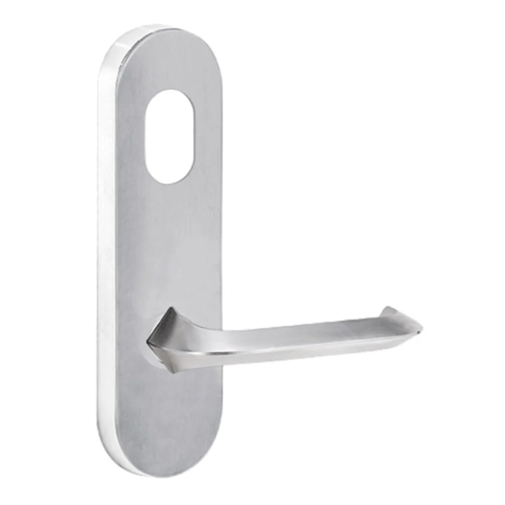 Lockwood 2801 Round End Plate with Cylinder Hole & 116 Lever Satin Chrome 2801/116SC