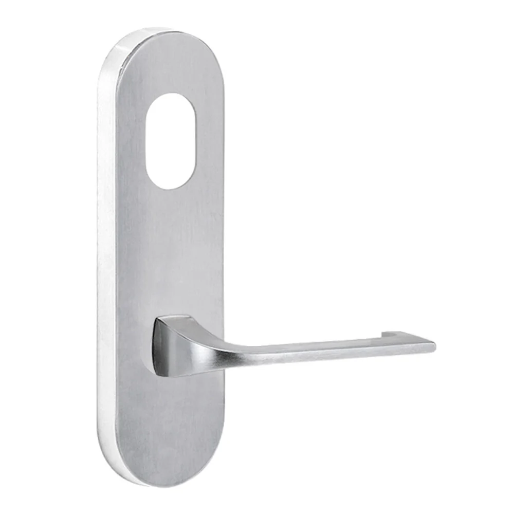 Lockwood 2801 Round End Plate with Cylinder Hole & 124 Lever Satin Chrome 2801/124SC