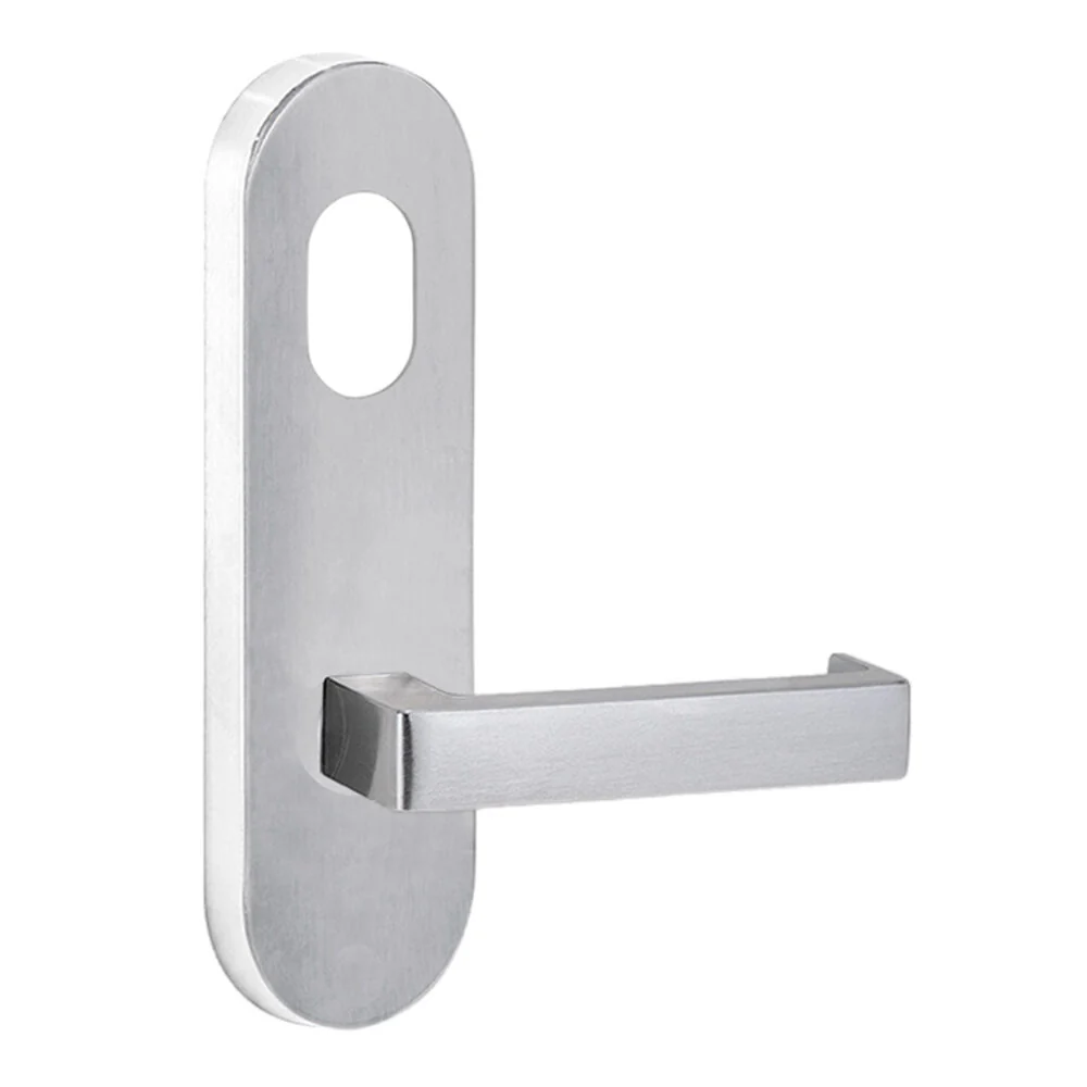 Lockwood 2801 Round End Plate with Cylinder Hole & 142 Lever Satin Chrome 2801/142SC