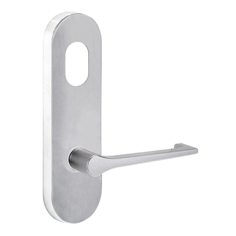 Lockwood 2801 Round End Plate with Cylinder Hole & 145 Lever Satin Chrome 2801/145SC