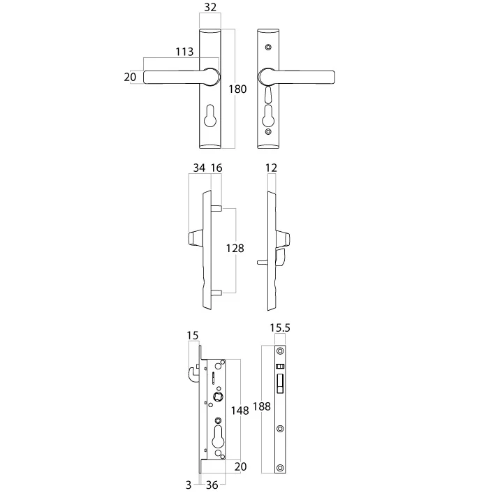 Lockwood Security Screen Door Lock 8654 Primrose No Cylinder - Image 5