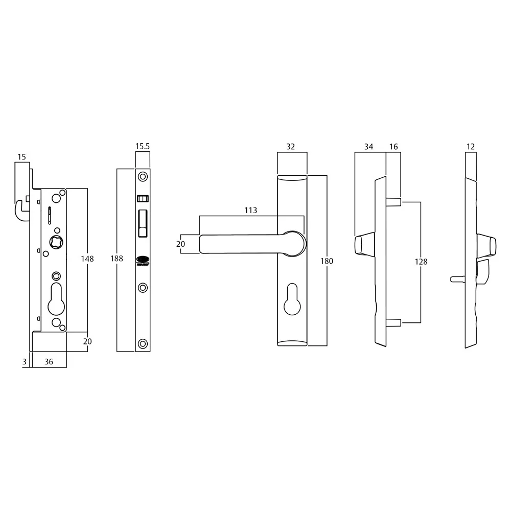 Lockwood Security Screen Door Lock No Cylinder Black 8654BLK - Image 2