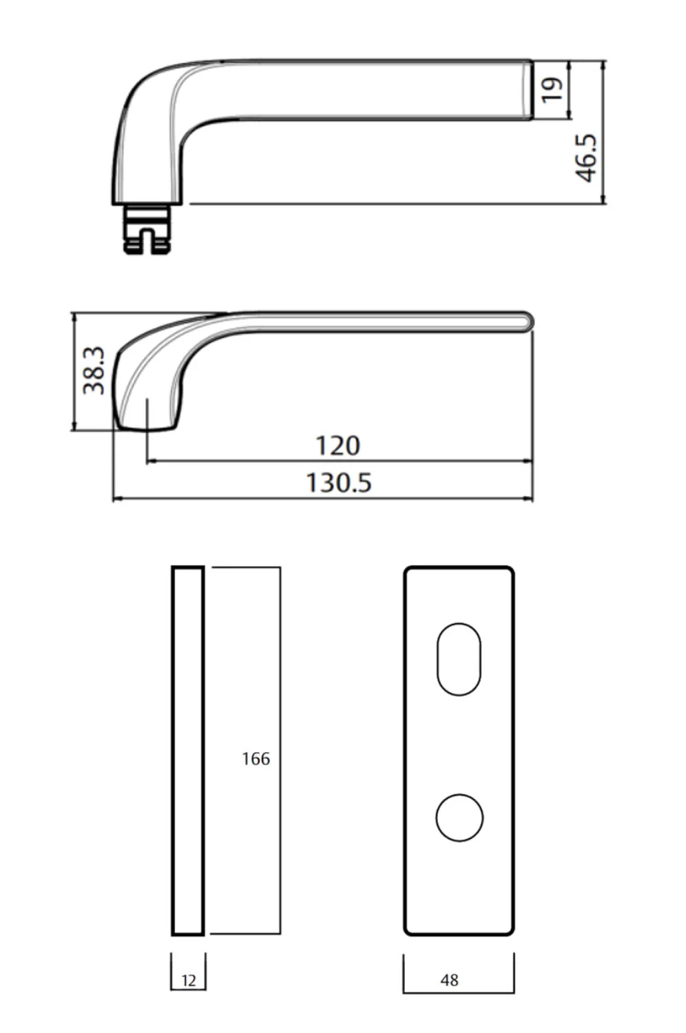 Lockwood Square End Plate and 122 Lever - Available in Various Finishes and Handing - Image 2