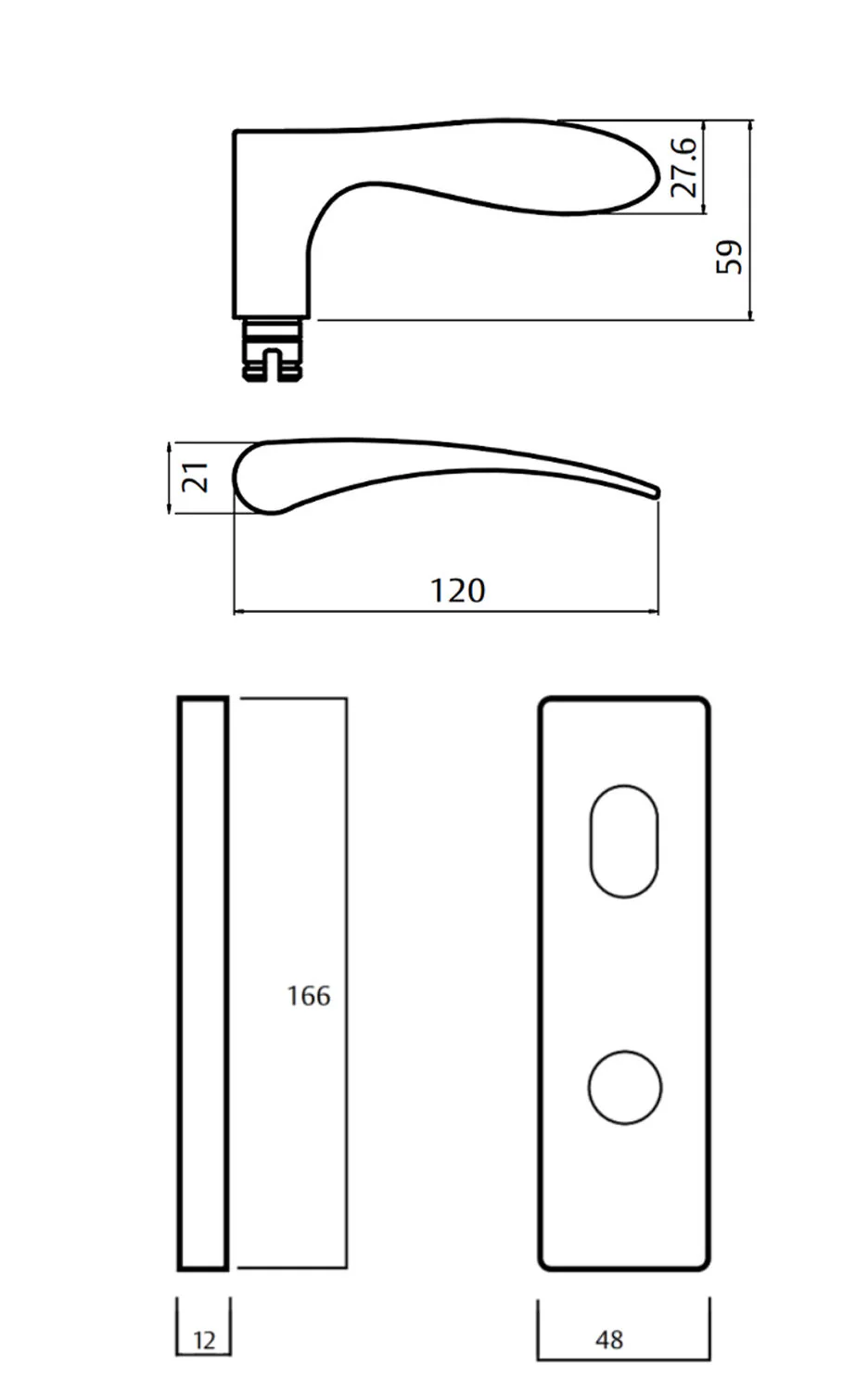 Lockwood Square End Plate with 153 Lever - Available in Various Finishes and Handing - Image 2