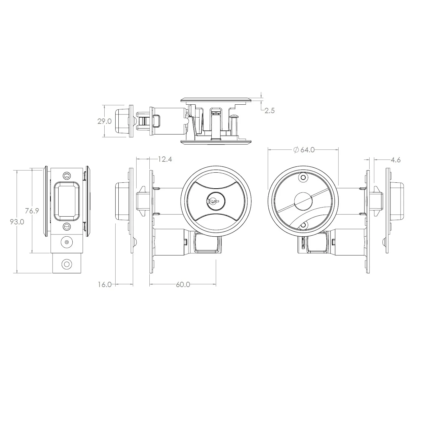 Lockwood Symmetry Round Cavity Sliding Door Entrance Set DP Matt Black 7444MBKDP - Image 2