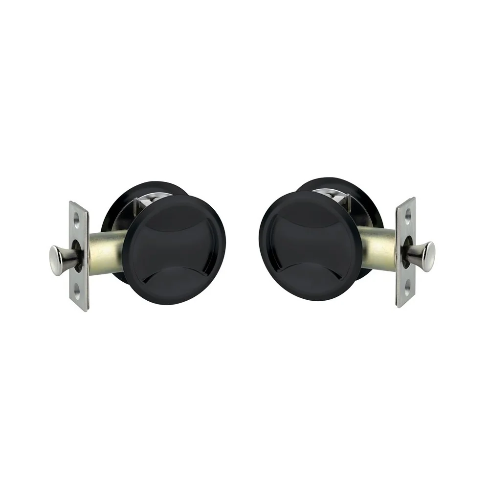 Lockwood Symmetry Round Cavity Sliding Door Passage Set DP Matt Black 7450MBKDP - Image 2