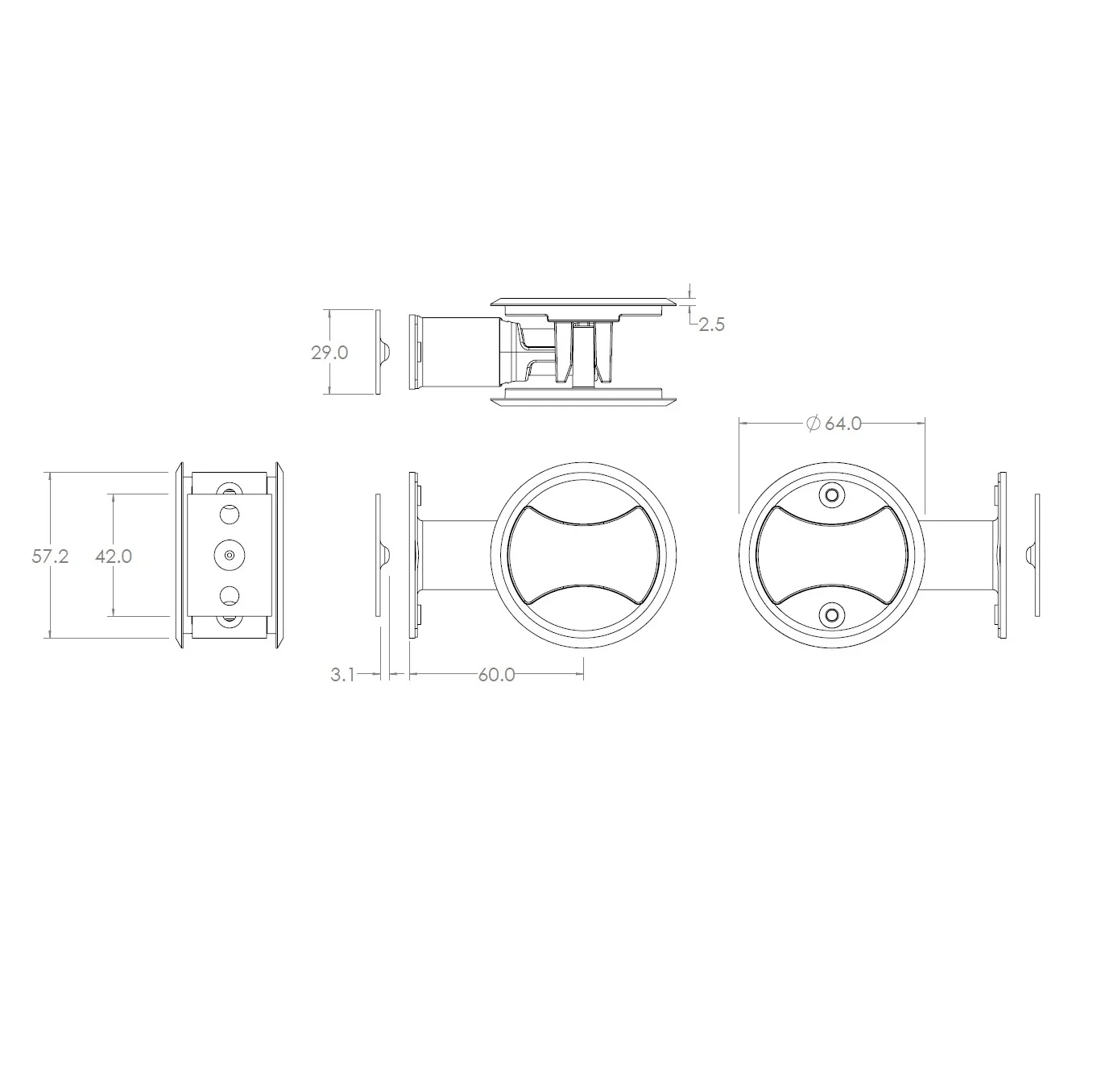 Lockwood Symmetry Round Cavity Sliding Door Passage Set DP Matt Black 7450MBKDP - Image 3