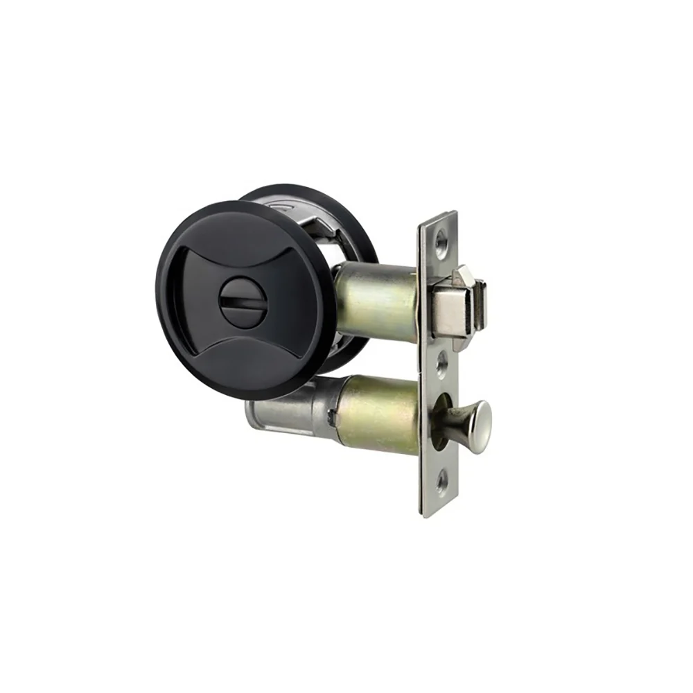 Lockwood Symmetry Round Cavity Sliding Door Privacy Set DP Matt Black 7400MBKDP